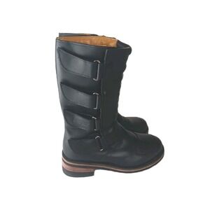 Guide Gear Black Leather Biker Motorcycle Boots Padded Tall Touring Mens 9